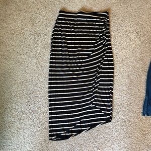 Bobeau Cream and Black Stripe Skirt